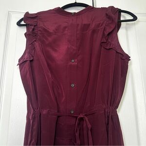 AllSaints Silk Burgundy Dress with Drawstring